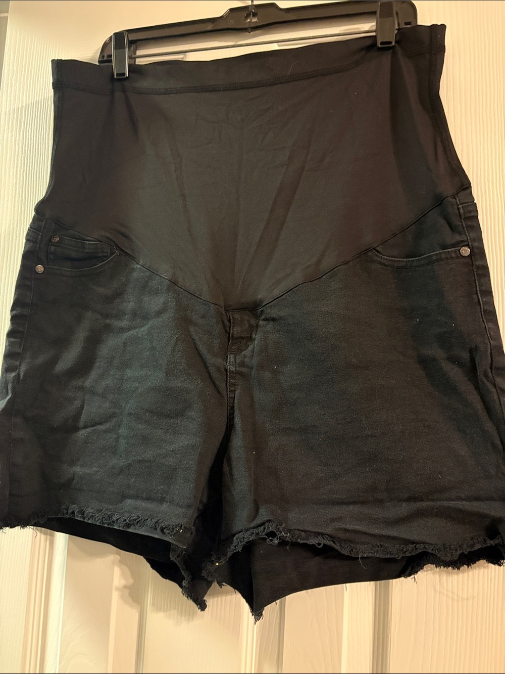 Pinkblush Black Maternity Denim Shorts with High Panel